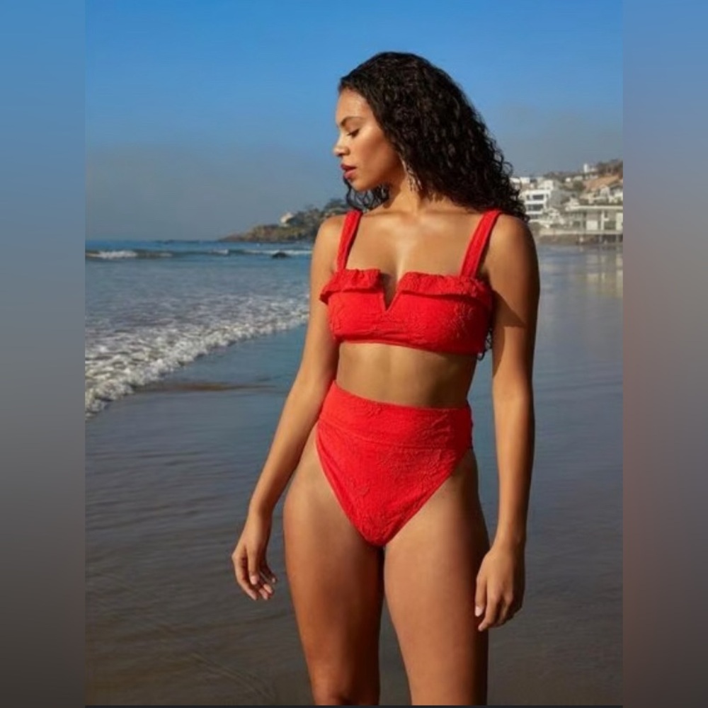 NWT WET Ethical Swimwear The Emery Bikini Swim Top in Poppy Red Medium Women’s
